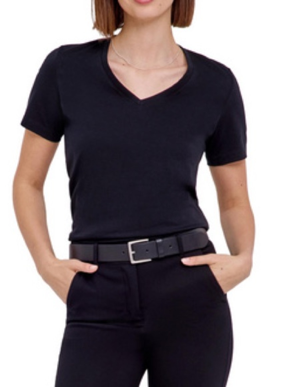 NEW Falke Pima cotton essentials v neck women’s shirt black small